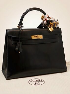 Hermes VTG Kelly 32 Box Leather Sellier,new Gold Hrdware, refurbished@Hermes spa